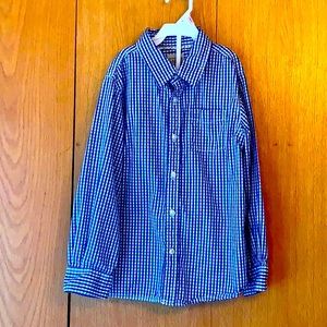 LL Bean boy’s 6X 7 L gingham button down shirt EUC